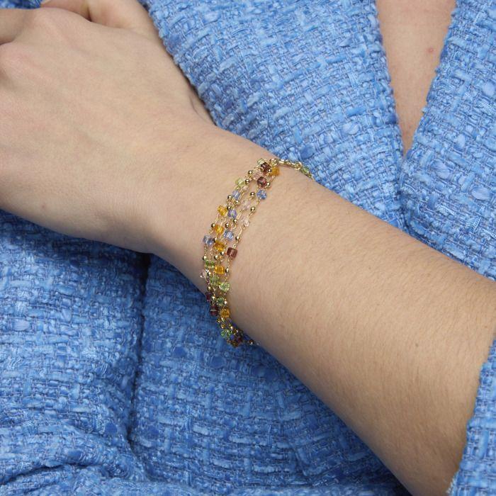 Bracelet - Luxenter - Goben - Argent 925 - finition or jaune 18k - Cristal multicolore