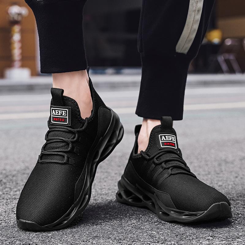 Men's Shoes Large Size Sports Running Lightweight Mesh Breathable Flying Weaving Leather