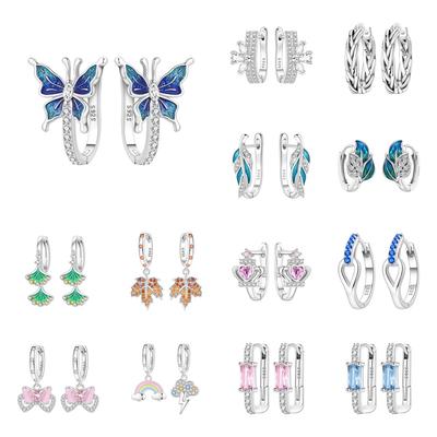 925 Sterling Copper Creative Pink Crown Ear Rings, Elegant and Simple Earrings, Zircon Made for Daily Wear and Picture Display