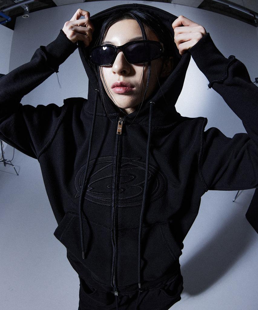 More Than Black Cut Off Hood Jacket