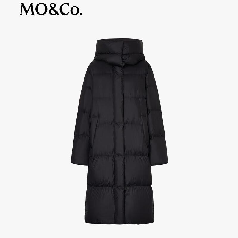 MO&Co. Women's Long Goose Down Jacket with Detachable Hood