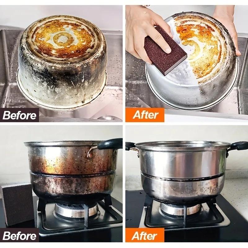 3/5/10PCSRust Remove Sponge Carborundum Eraser Household Cleaning Brush Descaling Scouring Sponges Rub Cooktop Pot Kitchen Tools