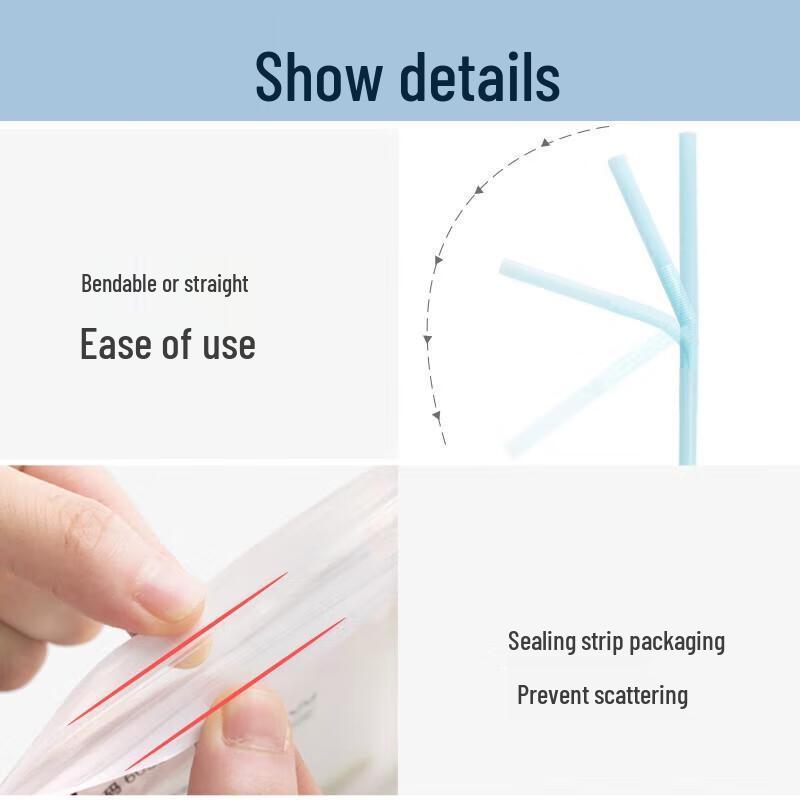 Camellia Individually Wrapped Bendable Disposable Straws