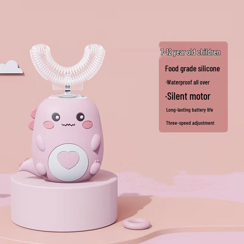 Smart Kids' U-shaped Electric Toothbrush: 3-Speed, Sonic Vibration, Soft Bristles, Waterproof, Ages 2-12.