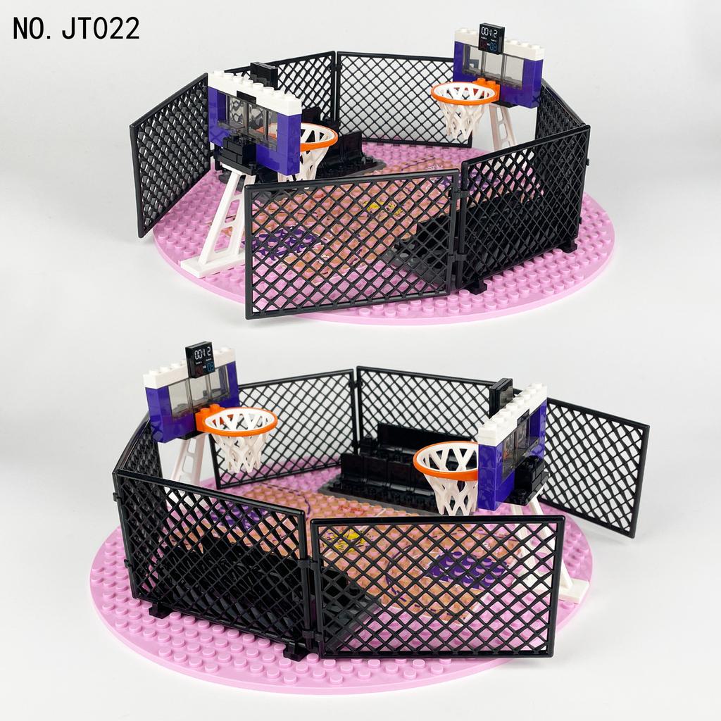 JT022 Street Community Basketball Pink Bottom Small Particle Sports Fitness Building Block Toy