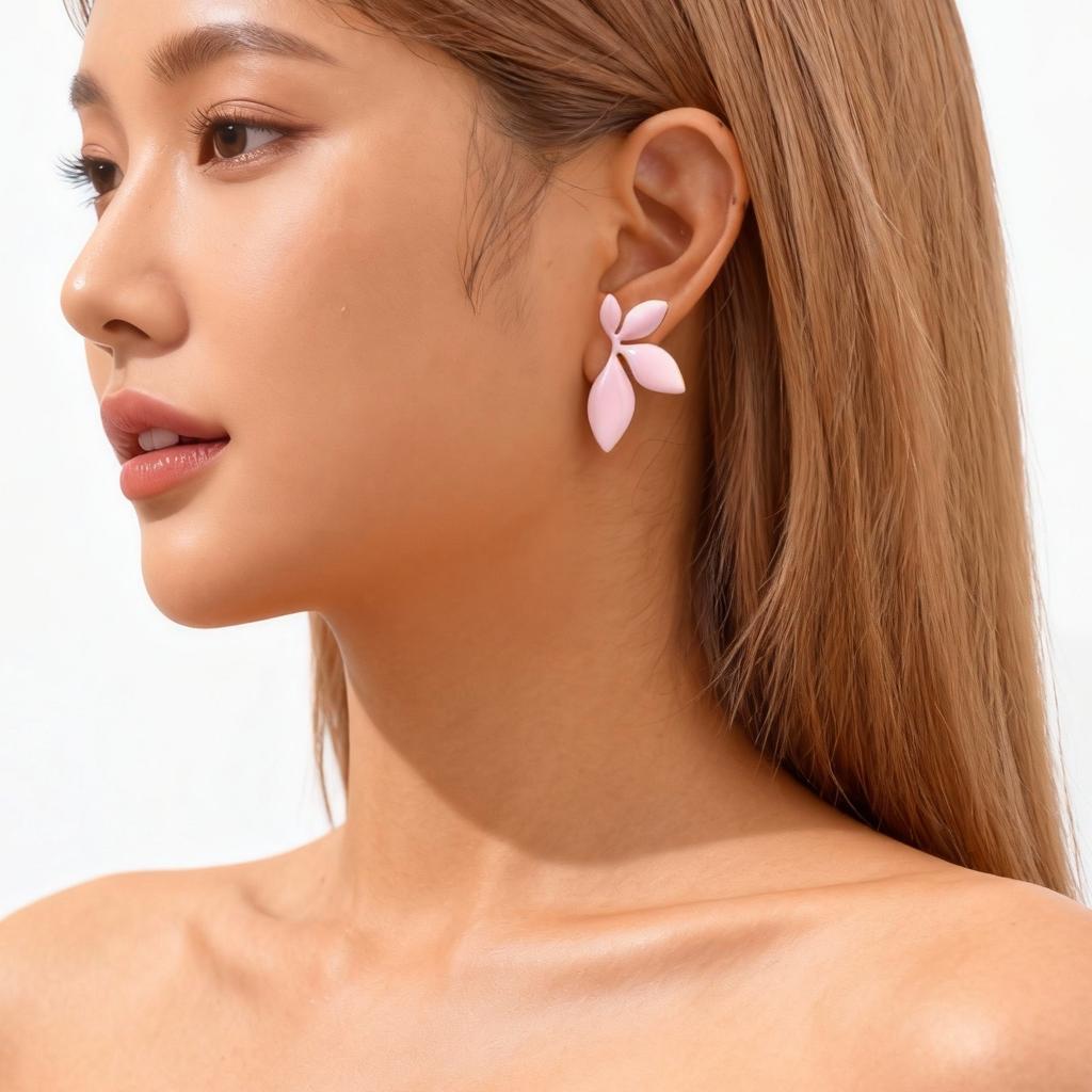 Exaggerated Leaf Drop Floral Earrings for Women, Stainless Steel High Quality Dainty Geometric Stud Earrings,Fashion Jewelry