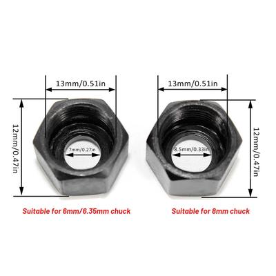 6/12 Stück Set 6mm Oder 6,35mm Oder 8mm Spannzange Mit Mutter Gravier-Trimmmaschine Elektrischer Oberfräser Fräser Zubehör