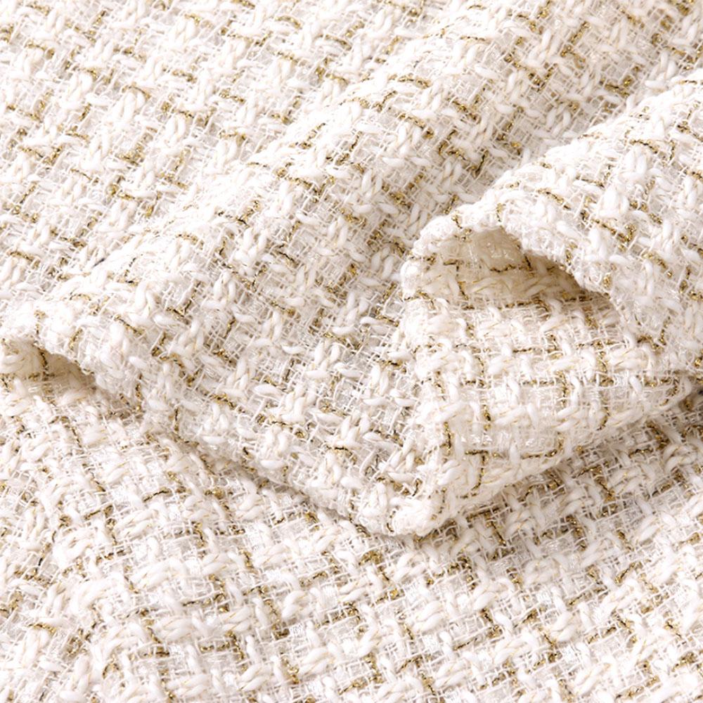 Golden And Silver Silk Tweed Coarse Fabric Woolen Lattice Polyester DIY Autumn And Winter Women's Coats Sewing Material 150x50cm