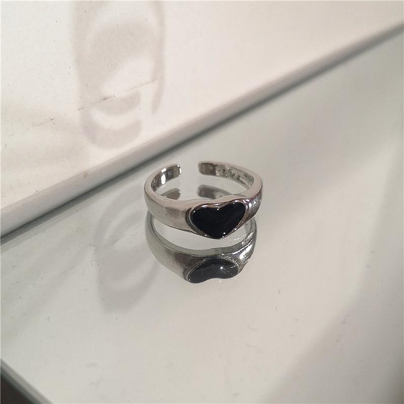 

IF ME персонализированный набор колец в форме сердца, черно-белые кольца в сетку для женщин, аксессуары, ювелирные изделия 3