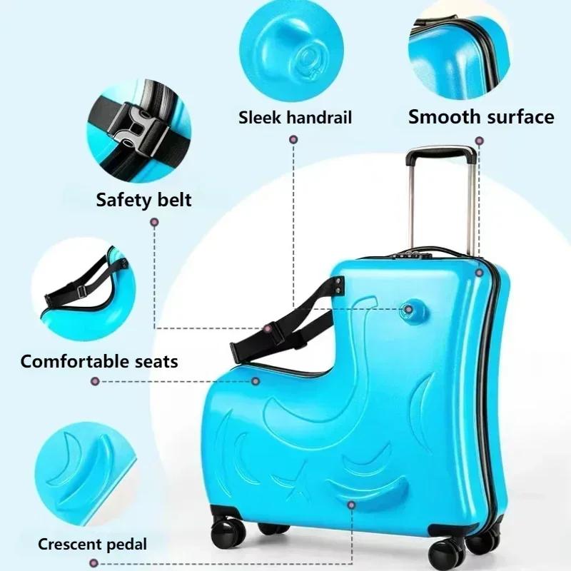 Valigia Monopattino per Bambini Animazione Seduta & da Viaggio Con Ruota Girevole a 360° Pedale Sedile Rimovibile Bagaglio a Mano per Bambino Bambina