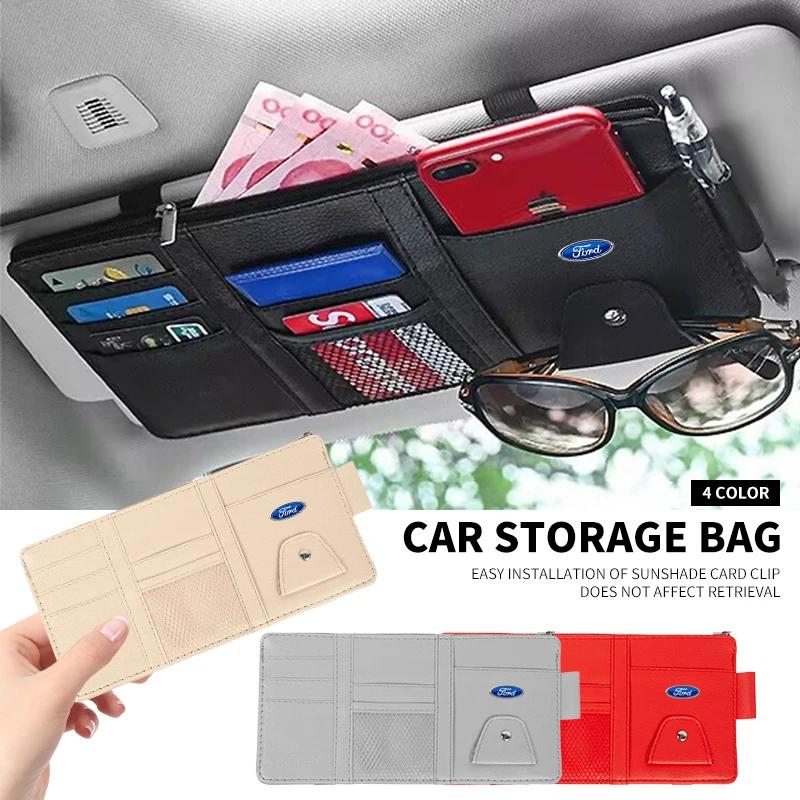 Car Sun Visor Point Organizer Storage Pocket Pouch Bag Card Glasses Storage Holder For Ford Ecosport Edge Figo Flex Focus Fusion