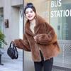 Elegante abrigo de visón sintético con capucha - Moda de otoño/invierno para mujer