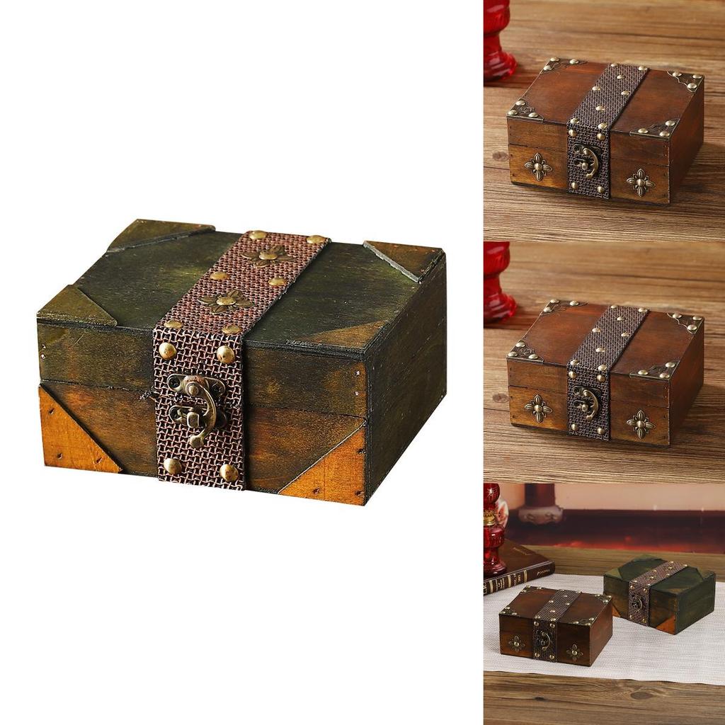 Retro Wooden Treasure Chest For Collectibles And Decorative Storage