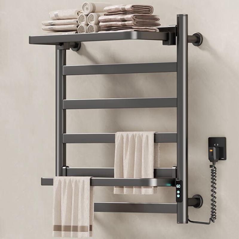 Wall Mounted Electric Heated Towel Rail Bathroom Towels Rack Stainless Steel Towels Heater Aesthetic Towel Dryers with Shelf