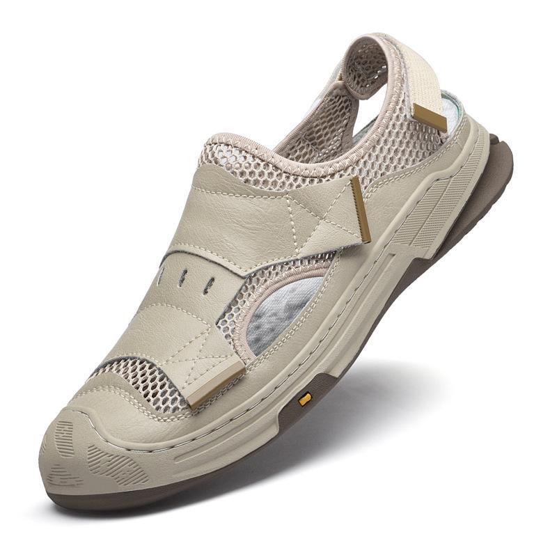 Men s 2025 Summer Flyknit Casual Closed-Toe Sandals - Breathable, Large Size Beach Shoes 45