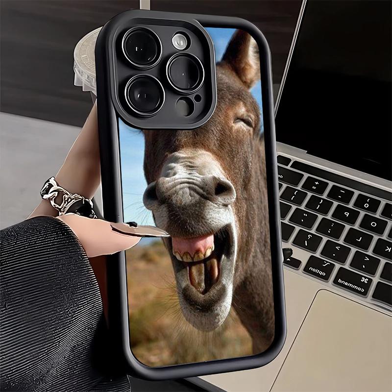 Phone Case for iPhone 17 Air 16E 15 16 Pro Max Funny Donkey Animal Cover 14 Plus 13 12 Mini Soft Shell Silicone Fundas