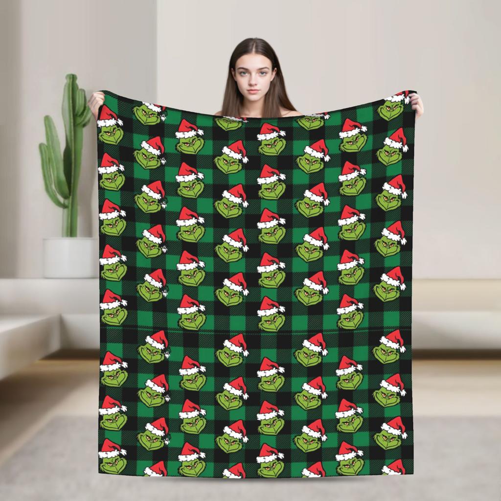 G-Grinchs Weihnachtsplaid Reisebüro Flanell Bettwäsche Überwürfe Für Schlafzimmer Super Weich Individuelle Qualität Tagesdecke Geschenkidee