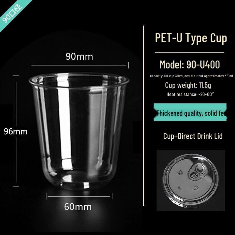 Erheshen Thickened Disposable U-Shaped Cups (400ml) with Lids - 100 Sets