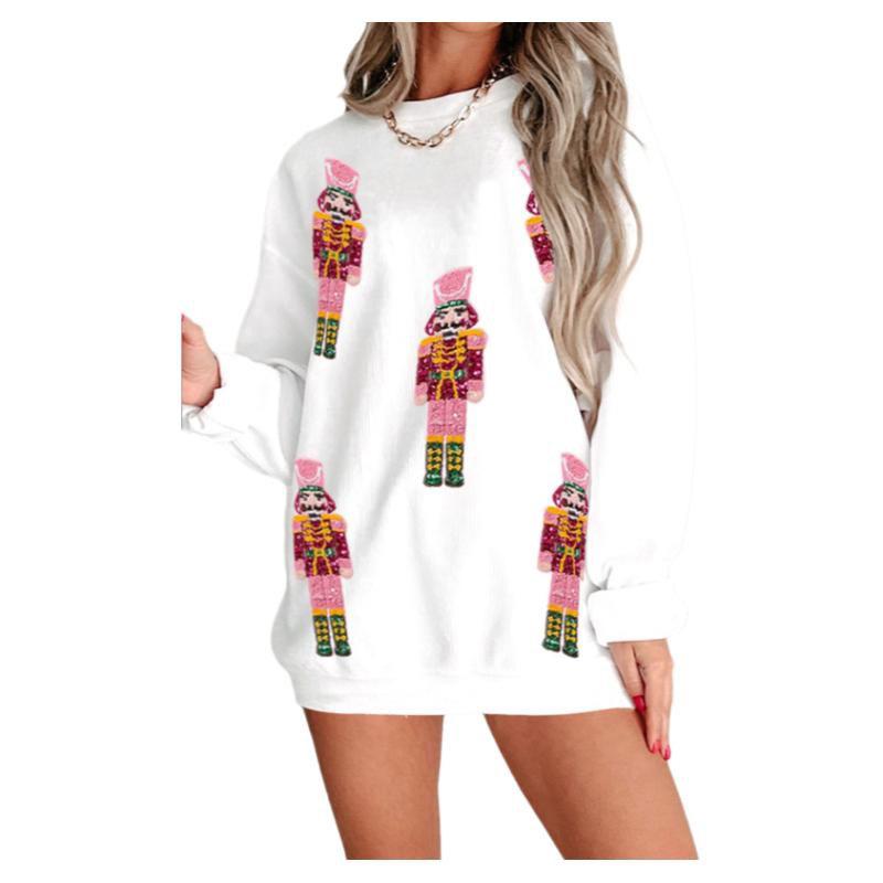 

Женский осенний свитшот Shiying с мультяшным принтом и круглым вырезом - Европейско-американский модный тренд Extra Small белый