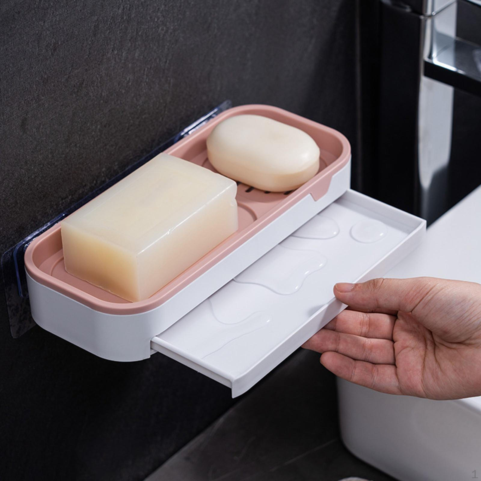 

hanging Box, Soap Dish Holder, Self Shower Wall Mount with Drain Tray Tray, Box рожевий