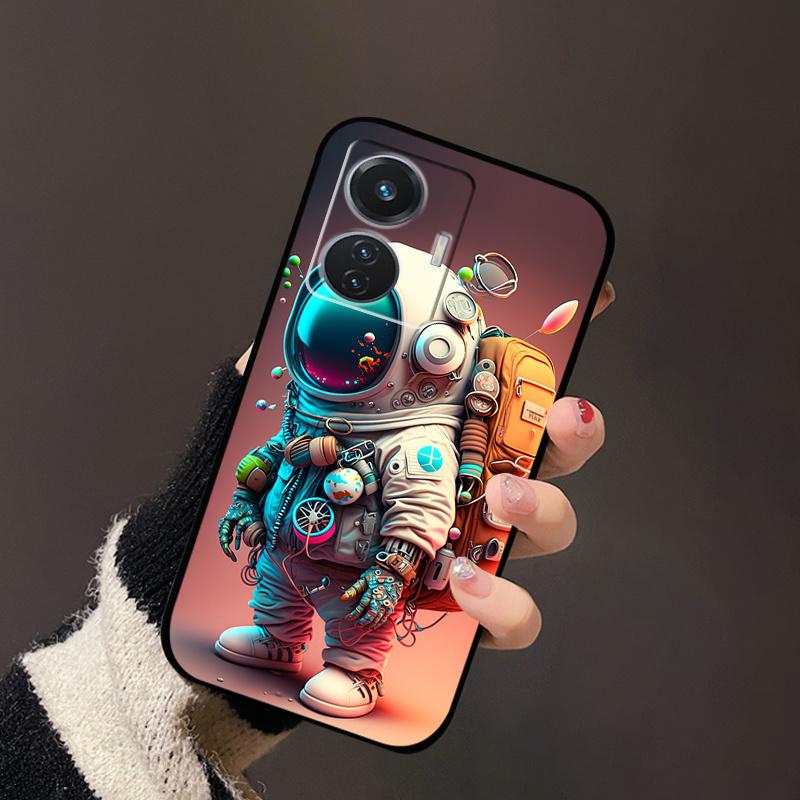 For Vivo T1 4G Case V2153 Covers TPU Black Silicone Landscape Cover for Vivo T1 44W Case VivoT1 Y55 4G Shockproof Soft Shells