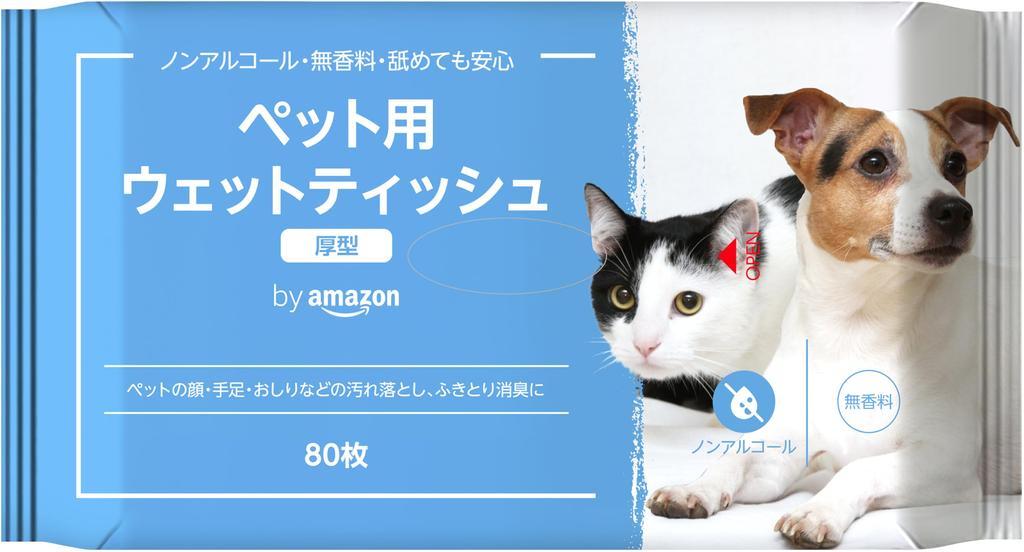 By Amazon Pet Wet Tissues Thick Unscented 80 Sheets X 18 Set Non-Alcoholic (Wag)