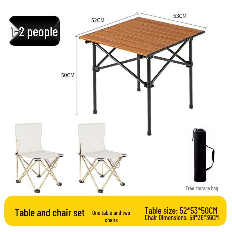 Outdoor Portable Folding Table & Chairs Set - Lightweight Roll-Up Table with Camping Seats