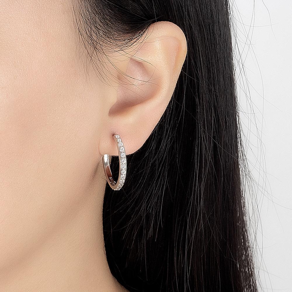 925 Silver 8/12/16/20MM Zircon Hoop Earrings For Women Wedding Engagement Luxury Jewelry Accessories Money 925