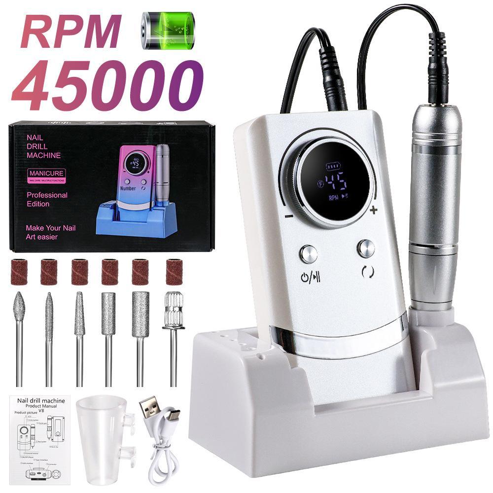 

Аккумуляторная электрическая пилка для ногтей V8 - Регулируемый высокоскоростной инструмент для маникюра