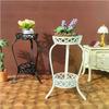 1Pcs 1:12 Dollhouse Mini Iron Double Layer Flower Stand Round Storage Rack Simulation Miniature Model Doll House Accessories