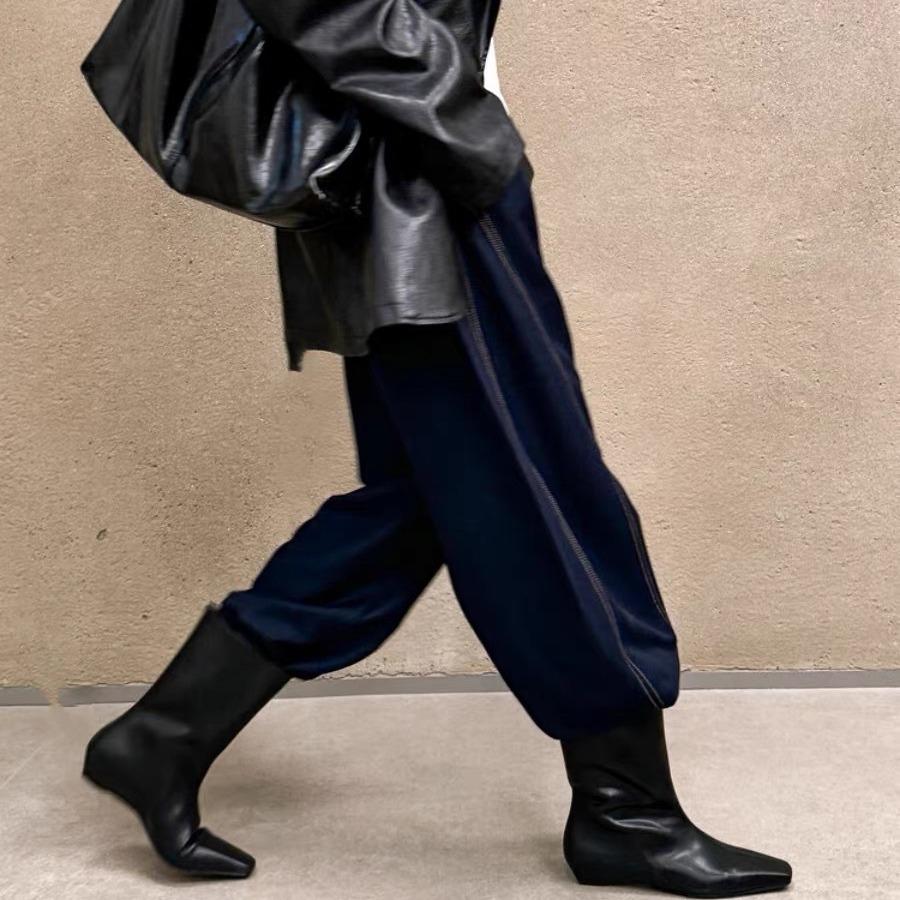 Leather Korean Version Retro Small Square Head Flat Bottom Medium Boots Short Boots Women's 2025 Autumn and Winter New Versatile Western Cowboy Boots