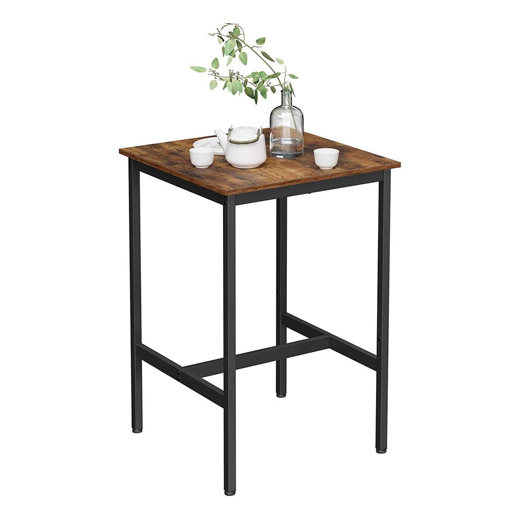 VASAGLE Breakfast Bar, Square Tall Bar Table, Heavy-Duty Steel Frame, 60 x 60 x 90 cm, Easy Assembly, for Kitchen Living Room, Industrial Style