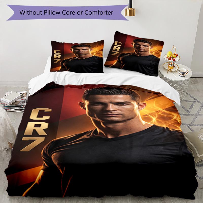 Ronaldo's Iconic Number Seven Bedding Set, Breathable Duvet Cover with Pillowcases, Soft Bed Linen for Bedroom Home Decoration, Perfect Festival Birth