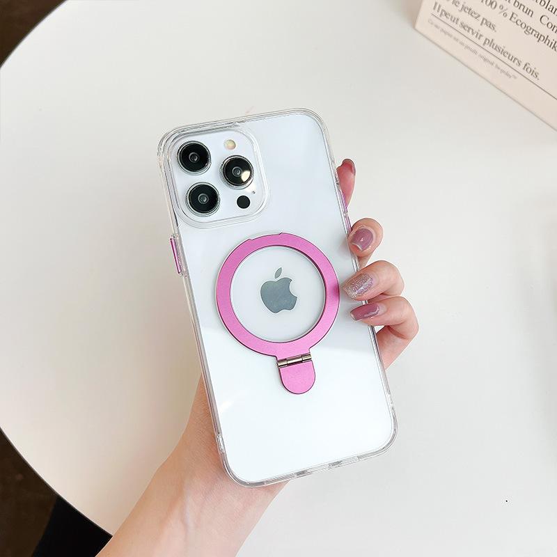 

For Apple 16 Mobile Phone Case, Anti-fall and Anti-yellowing Ins Couple Mobile Phone Case, Car Magnetic Folding Bracket, Transparent Mobile Phone Case For iPhone16