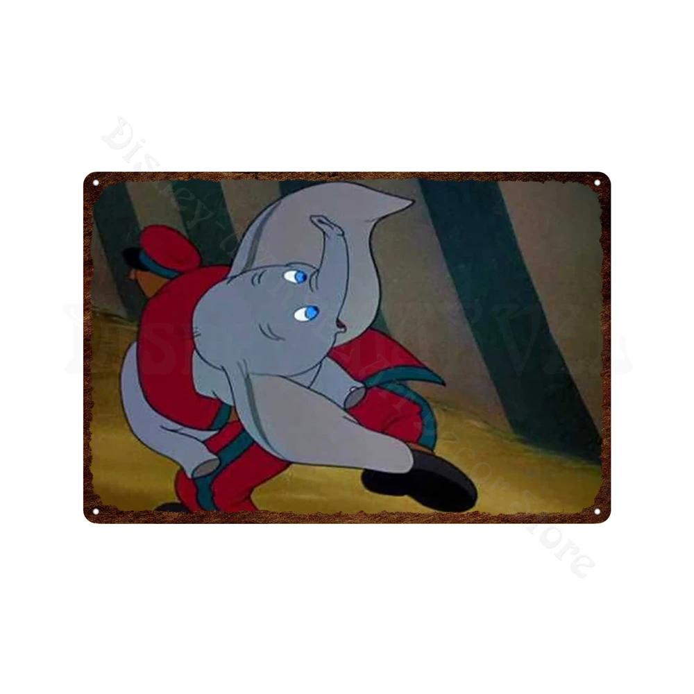 

Tin Sign Dumbo Metal Poster Cartoon Cute Flying Elephant Tin Signs Metal Paintings Wall Art Stickers Home Decoration 20x30cm（7.8x11.8inch）