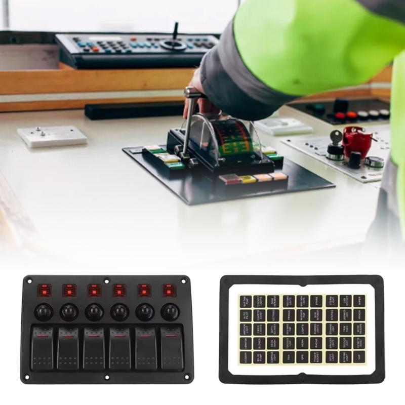 Marine 12V-24V Waterproof 6 Position Rocker Switches Panel Toggle Switches With Electric Safety Waterproof Design
