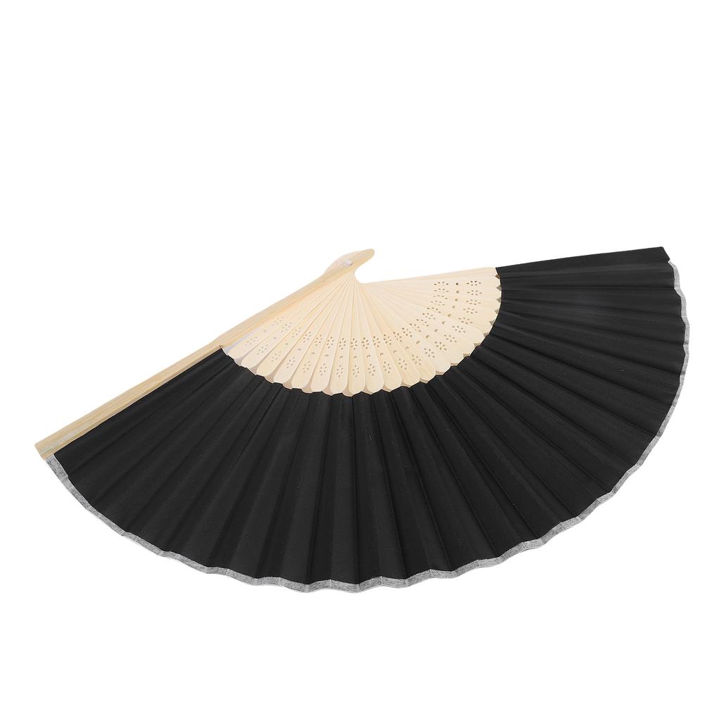 Folding Hand Fan 21cm Blank Silk Fabric Bamboo Folded Hand Fan for Wedding Daily Use