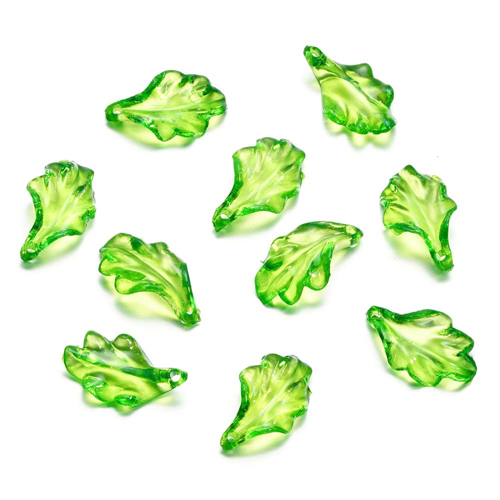 10-100pcs Green Acrylic Leaf Charms Leaves Beads Pendants For Diy Necklace Bracelet Earrings Jewelry Making Handmade Crafts
