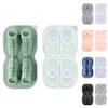 Forma de Gelo de Silicone de Grau Alimentício com Tampa 4 Compartimentos Liberação Fácil Formato de Sapato Criador de Cubos de Gelo para Bar Doméstico