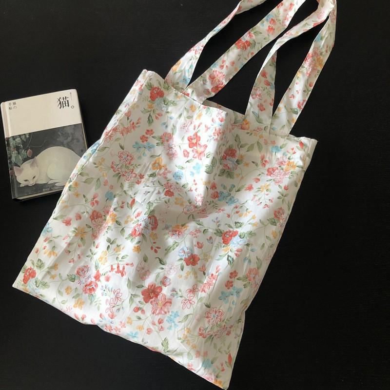 2021 New Poplin Cotton Thin Shoulder Bag Handbag Azalea Flower Floral