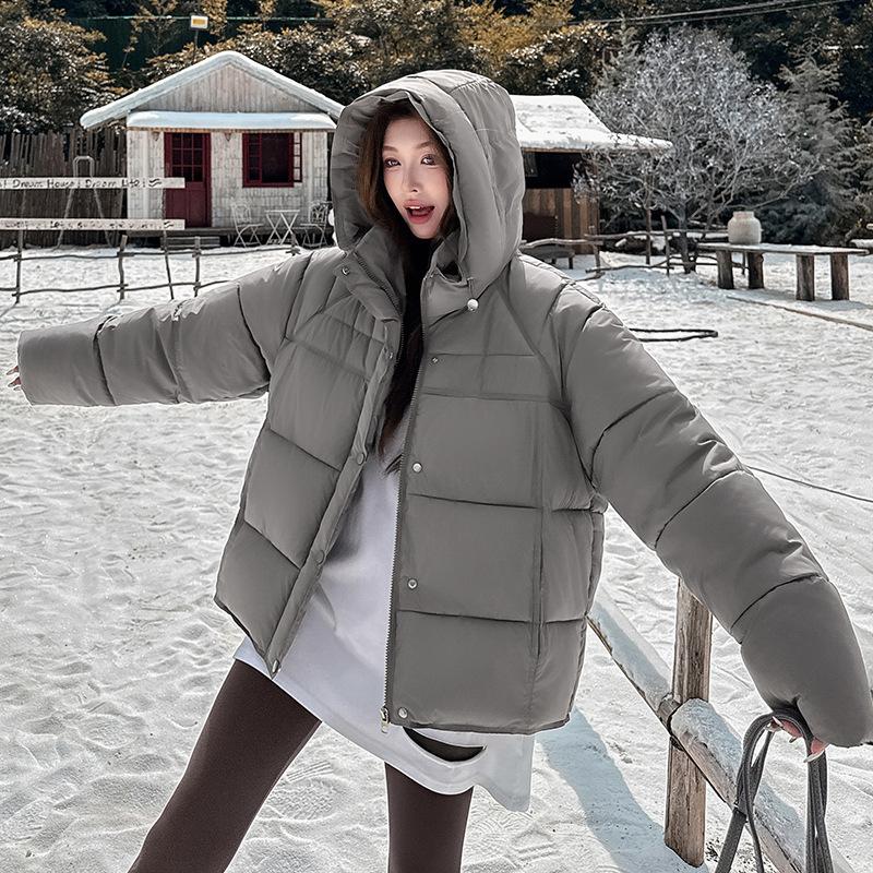 Winter new loose thickened warm down cotton clothes women's short hooded bread clothes European jacket