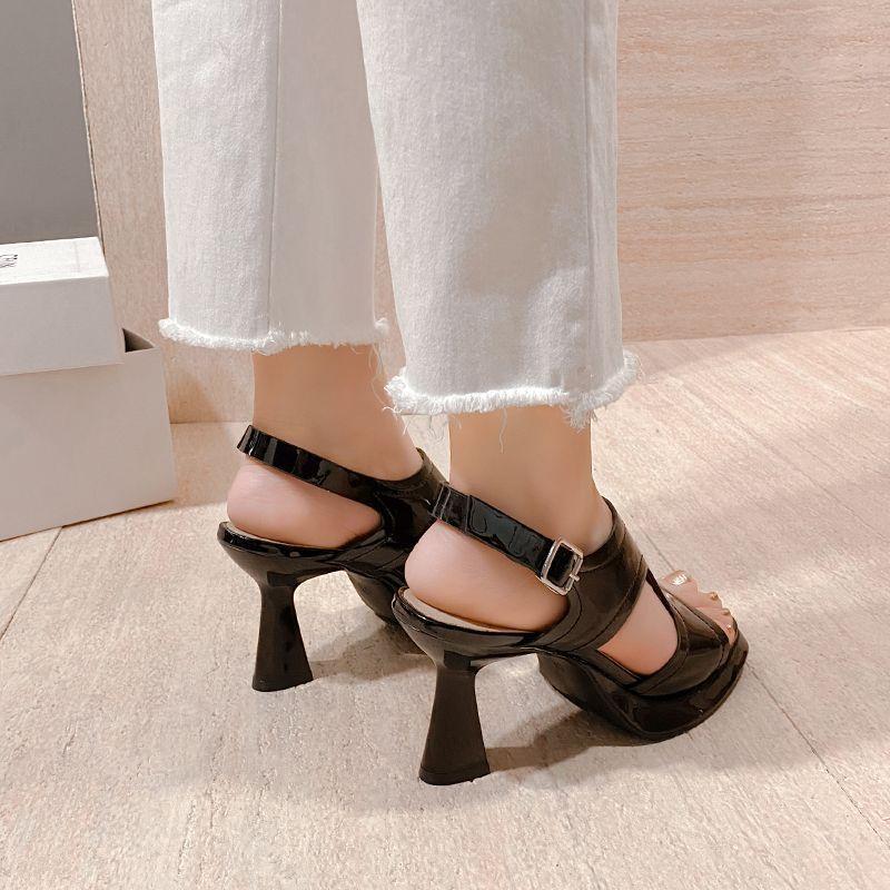 Hollow waterproof table sexy open-toed high heels 2025 summer new sandals women's thick-heeled sandals women's outer sandals