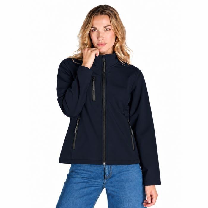 Veste Softshell Femme Bleu Marine 300 g/m² – Coupe-Vent et Résistante à la Pluie - Taille : M - Bleu