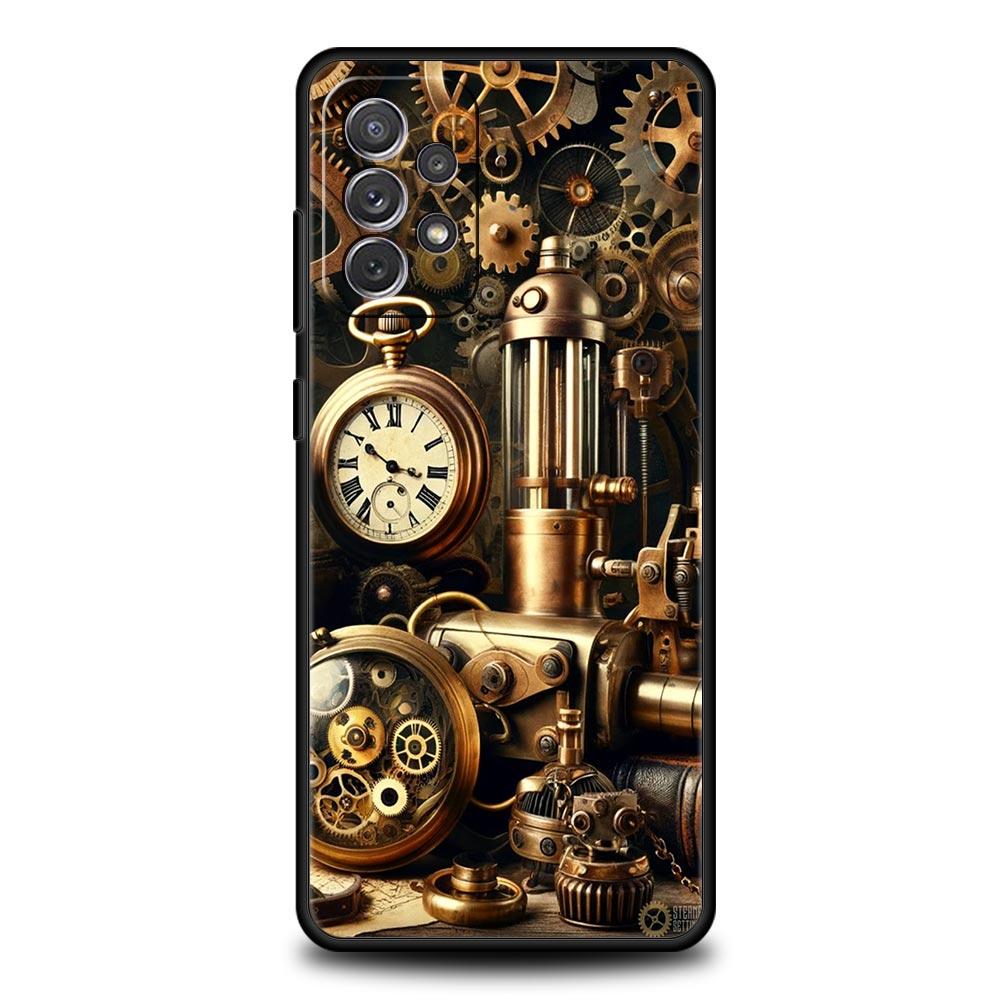 Mechanical Gear Pattern Phone Case for Samsung Galaxy A55 A35 A17 A07 A15 A13 A25 A51 A71 A72 A73 A32 A52 A52S A41 5G Soft TPU