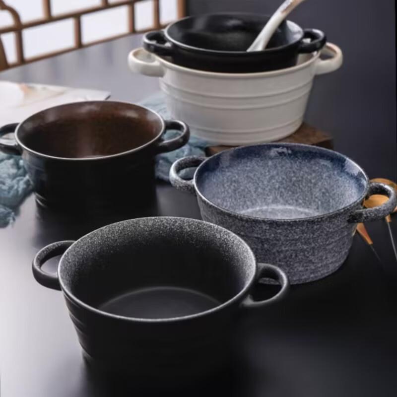 Japanese Ceramic Double Handle Soup Noodle Bowl