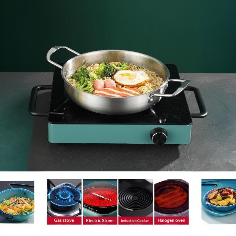Stainless Steel  Pot With Double Handles Food Grade Perfect For Cooking Ramen Seafood Home Restaurant Use