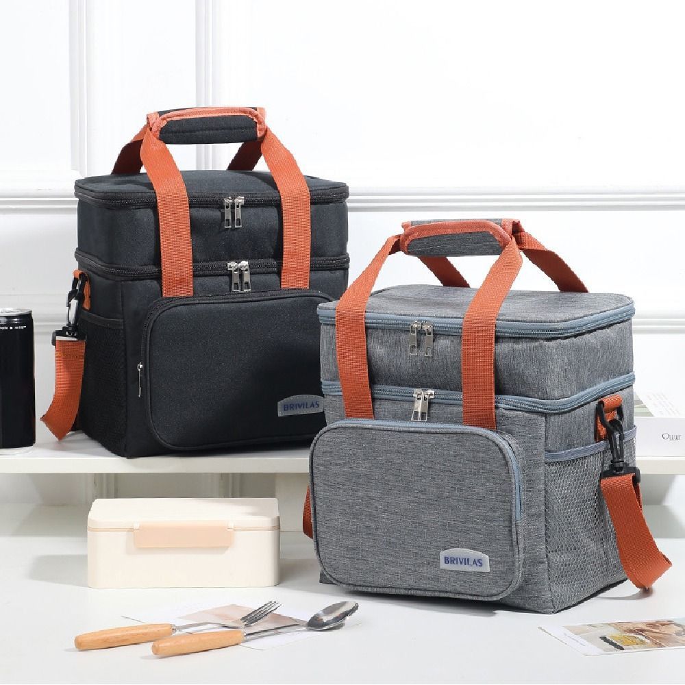 Lightweight Double Deck Lunch Cooler Bag Large Capacity Picnic Tote Bag Insulated Lunch Bag  Work