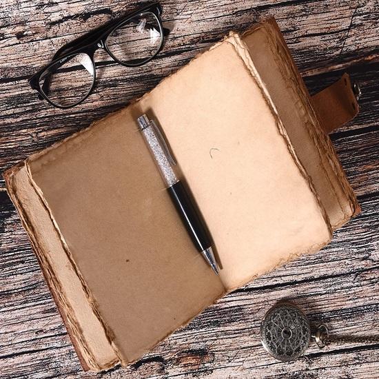 17.78 Cm Leather Embossed Journal With Recycled Handmade Paper