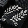 1 Pair Retro Collar Brooches Tree Leaf Wolf Rhinestone Fashion Lapel Pin For Men Women Shirts Suits Clothes Decor Jewelry Gift