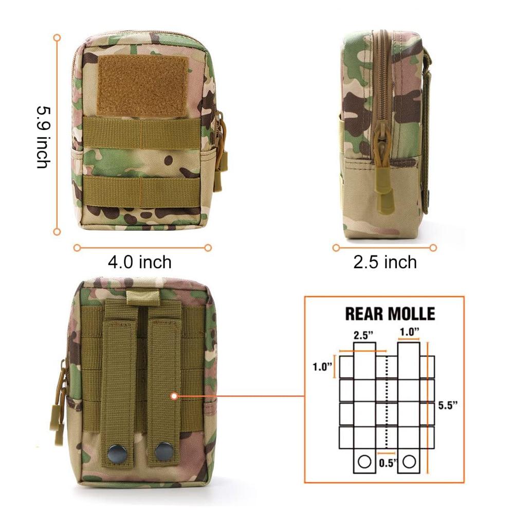Tactical MOLLE Pouch Utility EDC Belt Waist Bag Military Vest Backpack Attachment Gear Heavy Duty Nylon Medical Gadget Organizer 1-Pack